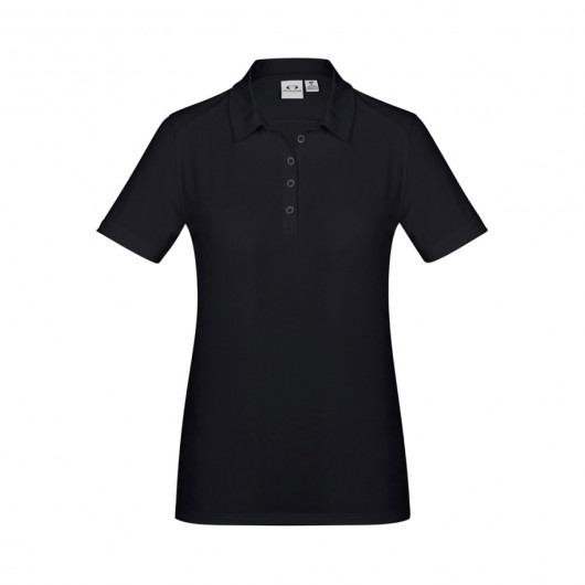 Solid Black Ladies Aero Polos